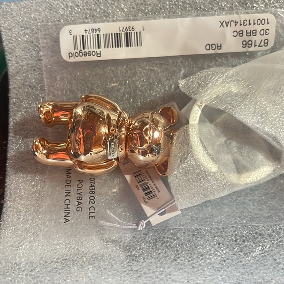 Coach Rose Gold Teddy Bear Key Chain - Picture 3 of 6